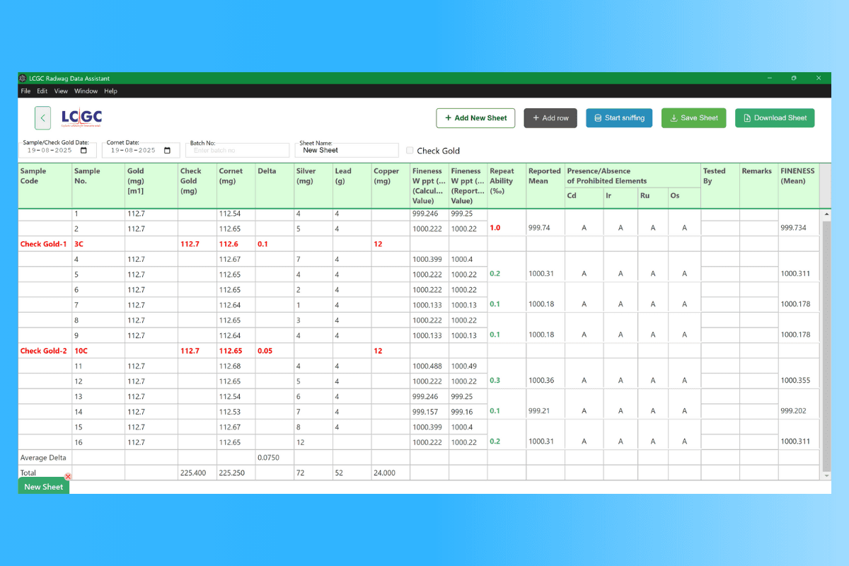 TruGold gold purity testing interface